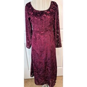 Vintage Classique Burgundy Velvet Burnout WhimsyGoth Maxi Dress Medium